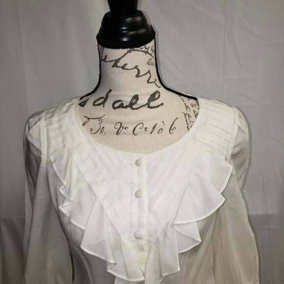 Maeve Anthropologie Romantic Blouse Ivory Ruffles‎ Womens Size 0 New - Picture 3 of 12